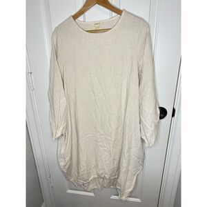 Love In Creme Linen Blend Oversized Midi Dress Sz M Lagonlook Minimalist Preppy